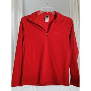 Vintage Y2K Men North Face TKA 100 Red Fleece SP Pullover Long Sleeve 1/4 Zip